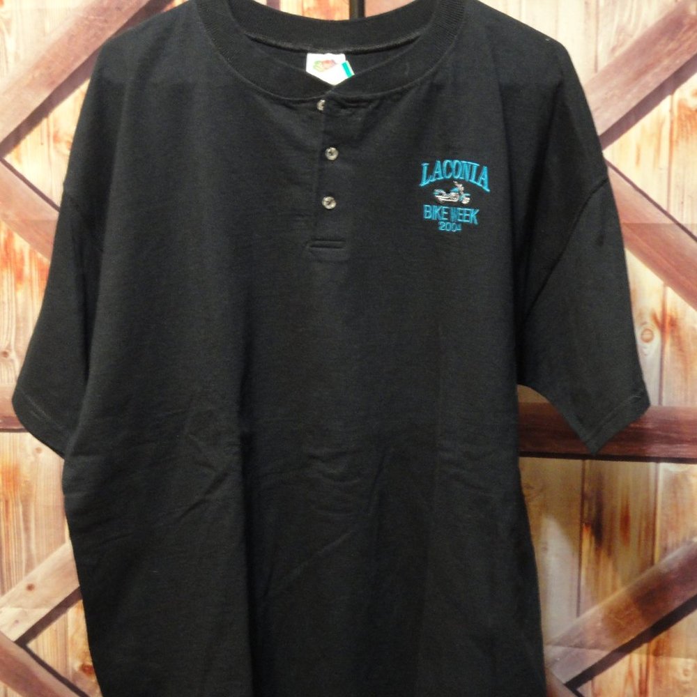 Loconia 2004 Bike week Embroidered Henley~EUC~Motorcycle graphic~